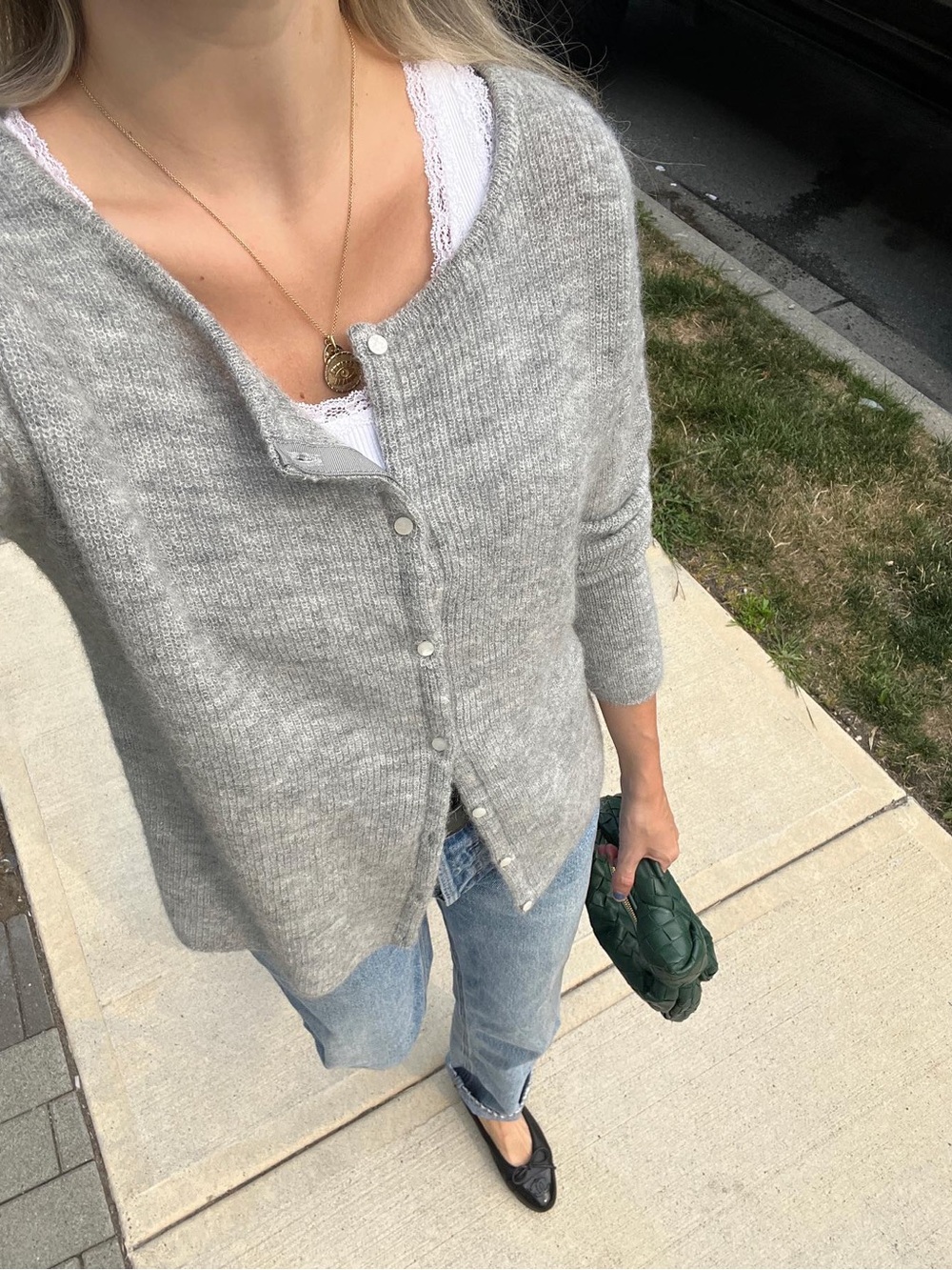 Sézane Gaspard Mottled Gray Cardigan